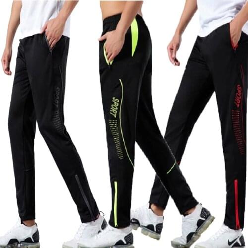Men‘s soccer Sport Pants For Men Joggings Sweatpants With Running Soccer Trousers and Zipper Pockets Football Training Male