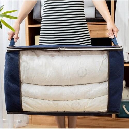 Non-woven Quilt Storage Bag Clothes Store Box Travel Portable Folding Closet Organizer ForPillow Blanket Move Home Accessories
