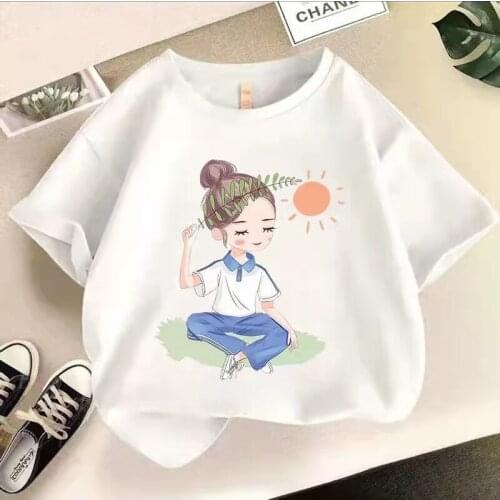 Girls' New Little Girl Top Short Sleeve T-shirt Half Sleeve Summer Thin Summer Wear Breathable Loose Kids