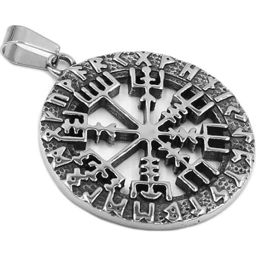 Wholesale Norse Viking Rune Pendant Odins Symbol of Runic Viking Pendant Stainless Steel Biker Mens Pendant Necklace SWP0498A