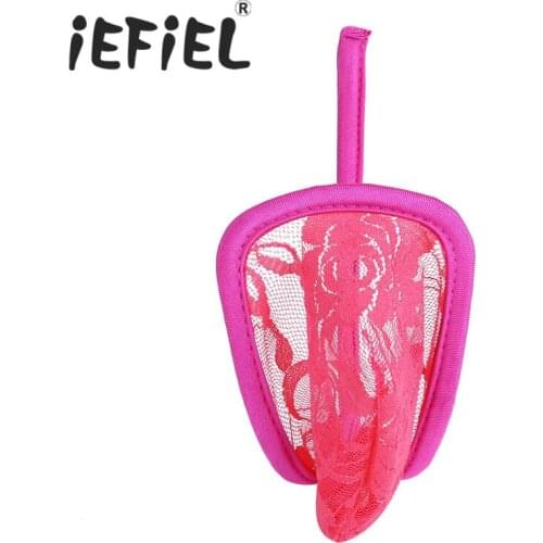 IEFiEL Sexy Mens Male Lace Floral C-string Bikini Mens Penis Sheath Cover Tights Underwear Thongs G-String for Lingerie Night