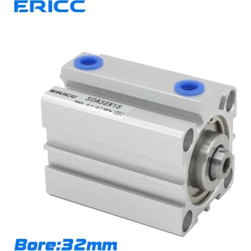 SDA 32mm series Pneumatic Compact air Cylinder Bore to 5 10 15 20 25 30 35 mm Stroke High quality double acting cylinder