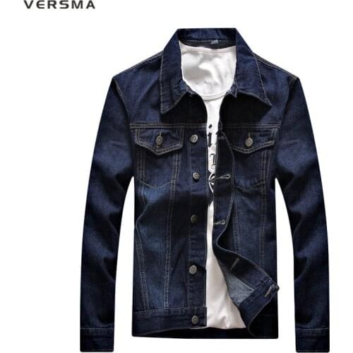 VERSMA Casual Denim Jacket Men Blouse Camisa Masculina Chemise Denim Shirts Men Cotton Denim Hombre Brand Male Shirt Jeans 4XL