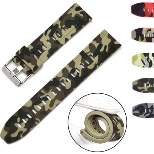 20mm 22mm Width Camouflage Silicone Strap for Samsung Galaxy Watch 3 Band 41mm/45mm/46mm/42mm/Active 2 1 Soft Bracelet Belt