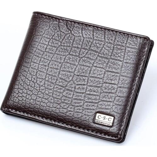 Luxury Mens Gentleman Solid Brown Soft Real Genuine Cowhide Leather Card Holder Short Wallets Hasp Coin Bag Purse