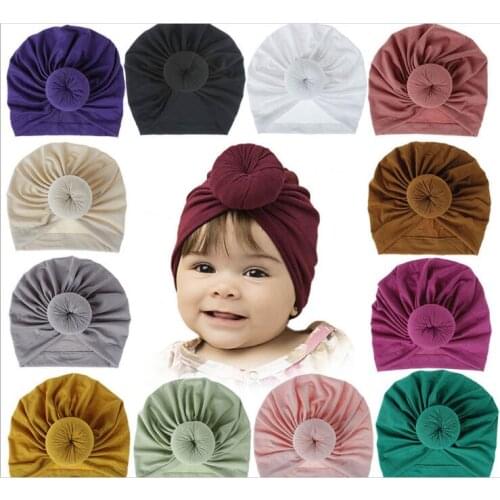 20pc/lot 2019 New Donut Baby Hat Candy Color Newborn Elastic Cotton Baby Beanie Hat Caps Childs Multicolor Girl Boy Turban Hats