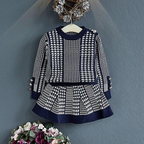 Girls' sweater 2021 new knitted shirt suit skirt Korean fashion spring clothes childrens two piece set