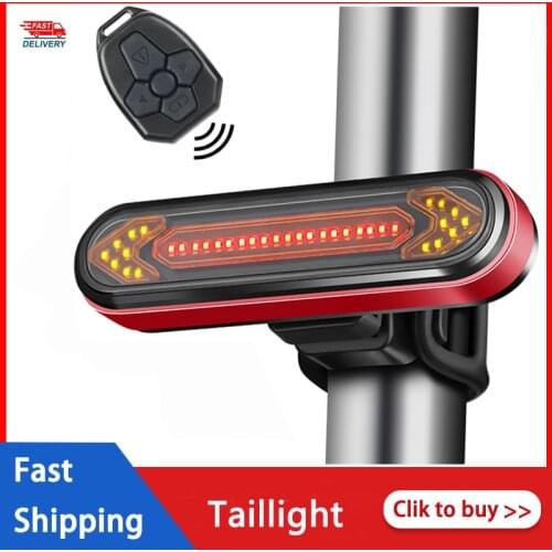 Smart Bike Turning Signal Cycling Taillight Intelligent USB Bicycle Rechargeable Rear Light Remote Control LED Warning Lamp