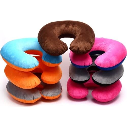 1pc PVC U-Shape Soft Neck Pillow Air Inflatable Pillow Cushion Cervical Brace Neck Shoulder Pain Relax Support Massager Pillow
