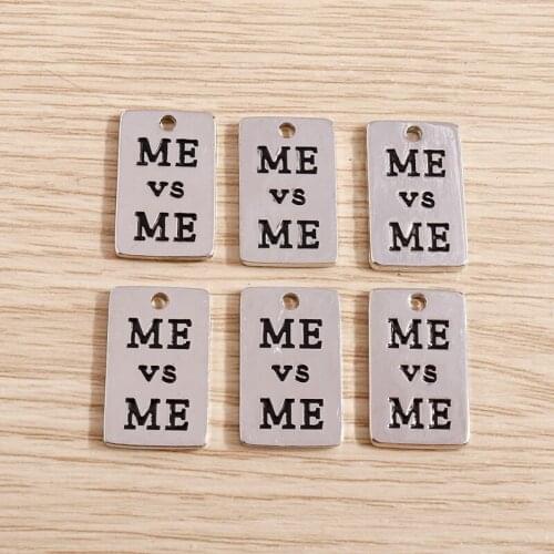 10pcs 21*13mm Trendy Zinc Alloy Silver Color Square Print Alphabet Letter Charms Pendants Fit Diy Jewelry Making