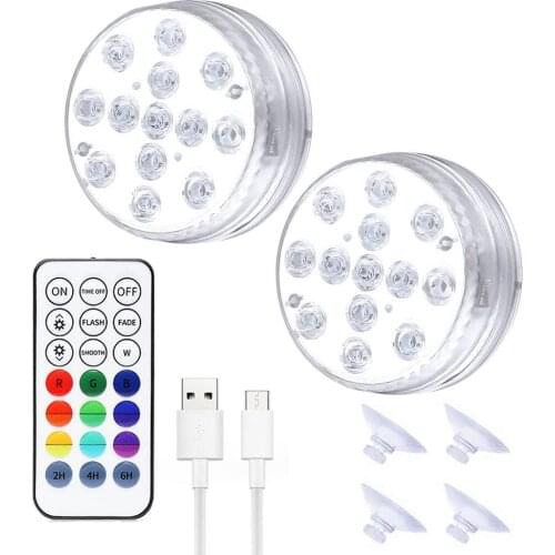 13LED Underwater Light USB Rechargeable Swimming Pool Lamp Underwater Night Lamp With Suction Cup