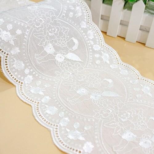 3Yard/Lot New Bilateral Embroidery Pure Cotton Lace Trim Shirt Hem Doll Dress Bed Home Decorative Lace Fabric 15CM Accessories