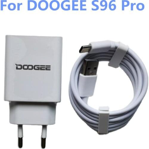 New Original DOOGEE S96 Pro Phone USB Power Adapter Charger EU Plug Travel Switching Supply+Type-C Usb Cable Data Line