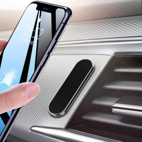 1PCS Mini Magnetic Car Mount Phone Holder Rotatable Mini Strip Shape Stand Metal Strong Magnet Car Mount For IPhone 11