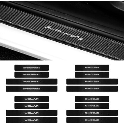 Car Styling Carbon Fiber Door Plate Scuff Protection Stickers for Land Rover Sport Rnage Rover 2 3 4 Freelander 1 Defender svr