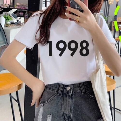 The Great Wave of Aesthetic T-Shirt Women Tumblr 90s Fashion Graphic Tee Cute T Shirts And Year number theme Summer Tops Female