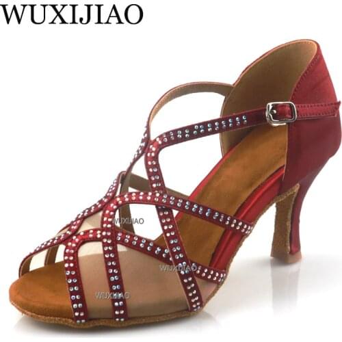 WUXIJIAO brand Latin dance high boots shoes soft sole shoes salsa ballroom ladies mesh dance shoes Cuba high heels