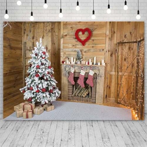 Avezano Backdrops Merry Christmas Tree Winter Fireplace Socks Gift Photography Background Photo Studio Photozone Photocall Decor
