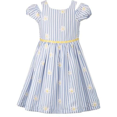 Yatheen Baby And Little Girls Applique Split Shoulder Fit-And Flare Dress Kids Casual Dresses