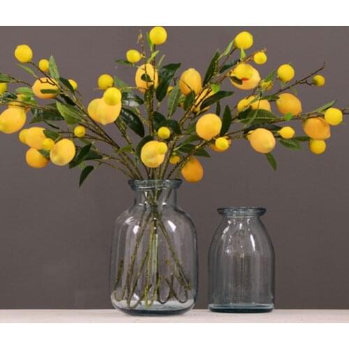 Simulation Green Plant Artificial Fruit Flower Yellow Simulation Lemon Fruit Tree Branch For Home wedding Decoration 2020
