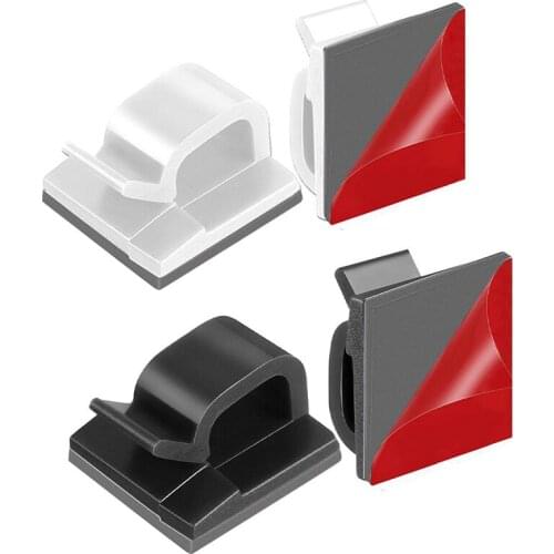 Cable Clips 50Pcs with Strong Adhesive Tapes,Wire Holder Organizer Cord Management for Car, Office and Home