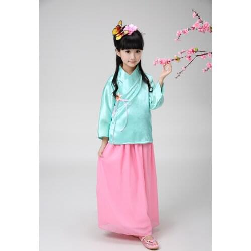 Classic Children Ancient Costume Girls Chinese Zither Fairy Clothes Set Chiffon Hanfu Kids Dress for Spring Outing Photography
