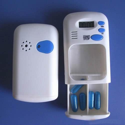 ZLROWR White LCD Digital Pill Box Timer With Electric Alarm Medicine Pill Case 2 Grids