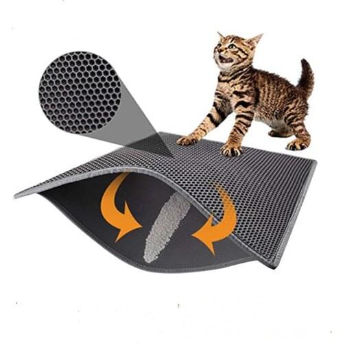 Pet Cat Litter Mat Waterproof EVA Double Layer Cat Litter Trapping Pet Litter Box Mat Clean Pad Products For Cats Accessories