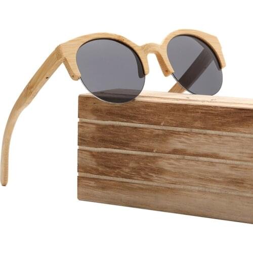 Round Wooden Bamboo Sunglasses Men Oculos De Sol Fashion Retro Designer Super Cat eye Circle Glasses Womens Sun Glass