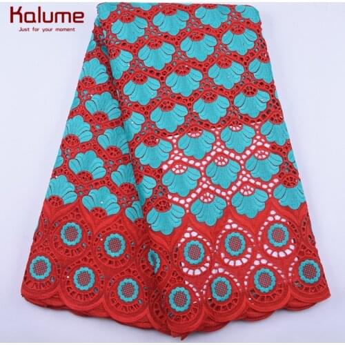Kalume Pure Cotton Lace Fabric High Quality African Swiss Voile Lace Stones Embroidery African Lace Fabric For Sew Clothes F1943