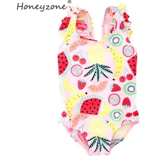 Honeyzone Toddler Girls Swimwear Sleeveless Flower Printing Cute Newborn One Piece Swimsuits Beachwear Bathing Clothing