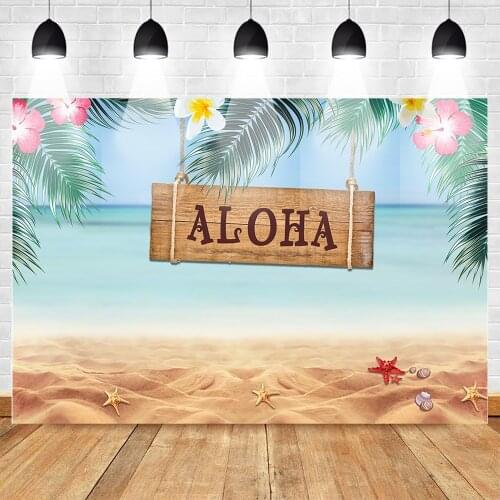 Mehofoto Hawaiian Aloha Themed Party Backdrop Tropical Summer Seaside Beach Sunbathing Background Birthday Party Backdrops