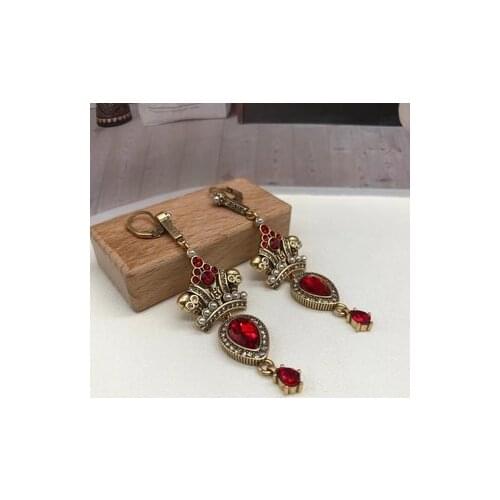 Retro fashion trend ruby pendant earrings