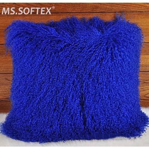 MS.SOFTEX Mongolian lamb fur Pillow Case Cover Pillowcase For House Cushion Cover High Quality Real Lamb Fur Pillow Case Cover