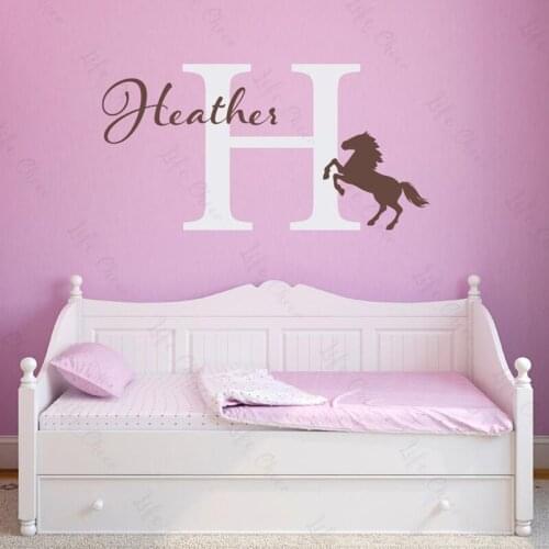 Baby Horse Wall Decal first name Personalized Sticker Girl Decal Girl Horse Bedroom Decor Large Galloping horse Wall Stickers