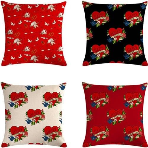 Pillow Case Red Valentine Day Cushion Cover Heart I LOVE YOU Print Pillow Cover Drop Shipping Almofadas Decoration ZY1154
