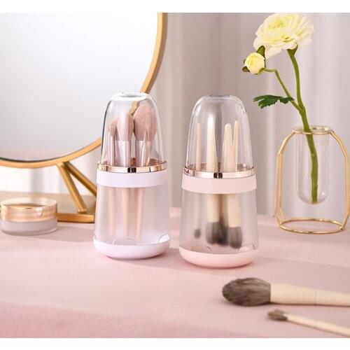 The new 10-hole dust-proof cosmetic brush storage box, cosmetic tool storage pearl box, brush accessory storage box, with lid