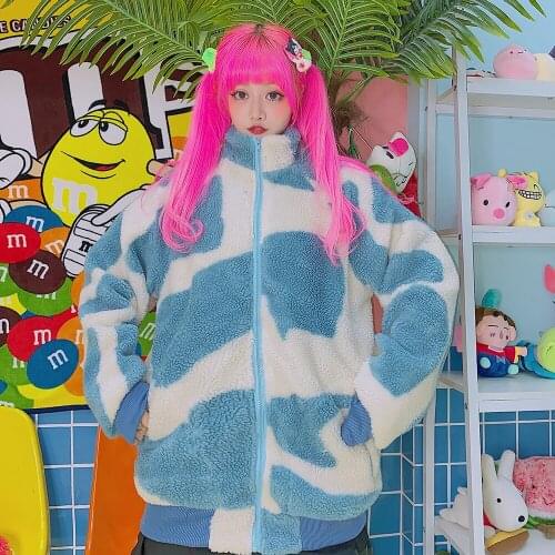 Japanese original cow stand collar thickened loose lovely sweet autumn winter street Spice Girl coats