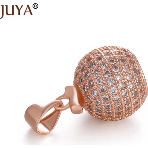 Breloques Micro Pave AAA Zircon Rhinestone Round Apple Shape Floating Charm Pendant For Making Jewelry Tassel Charms Accessories