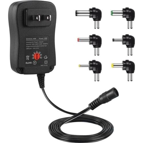 Adjustable Multi Voltage Power Supply Adapter 3V 4.5V 5V 6V 7.5V 9V/12V 30W Multi-function Power Adapter