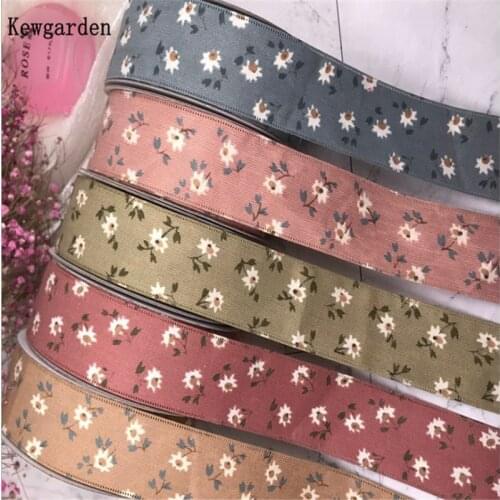 Kewgarden 1" 1-1/2" 25mm 38mm DIY Bow Hair Accessories Floral Ribbon Handmade Tape Brooch Sewing Webbing Wholesale 25 Yards
