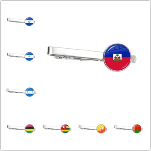 Sardova,Nicaragua,Mauritius,Honduras,Haiti,Togo,Bhutan,Belarus,Belize National Flag Tie Clip Ornament for Male Gentleman Gift
