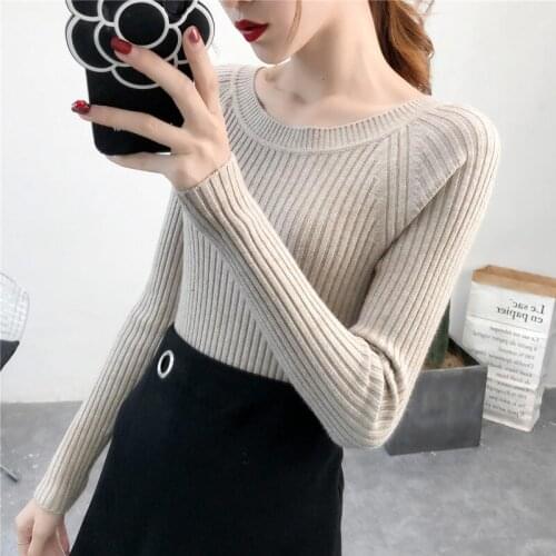 Korean Slim O-Neck Sweater Women Winter Autumn Soft Warm Sweaters Elegant Long Sleeve Bottoming Sweater Pullover High Quality