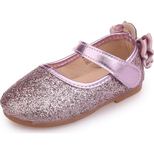 JGVIKOTO Girls Fashion Flats Kids Toddler Princess Shoes With Bow-knot Glitter Bling Dress Wedding Party Girls Shoes Soft 21-30