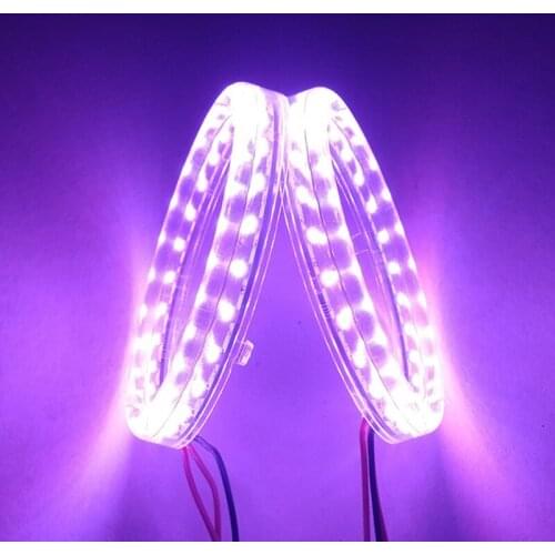 Universal 2Pcs 80mm RGB LED Angel Eye Ring Halo Lights Lamps DRL Headlight Bluetooth APP Control 9V-32V Led Fit for iOS Android