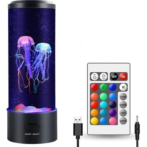 USB/Battery Powered LED Remote Control Fantasy Jellyfish Lamp Color Changing Jellyfish Tank Aquarium Lamp Relaxing Night Light