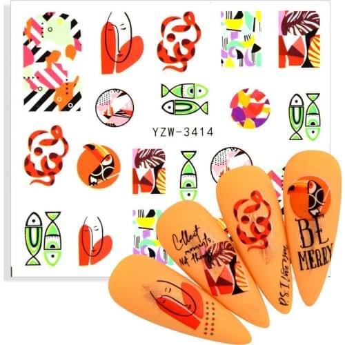 Valentines Manicure Leopard Cherry Fruit Letter Flower Sliders Stickers for Nails Inscriptions Nail Art Decoration Water Decals