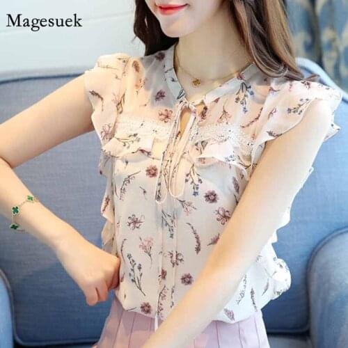 Plus Size Womens Clothing Tops 2020 Sleeveless Print Chiffon Women Tops Fashion Summer Women Blouse Shirt Blusas Blusas 0026 30