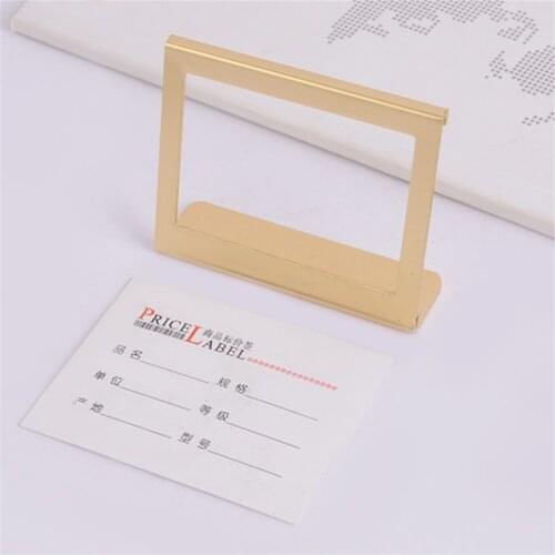 Gold Silver Metal Aluminum Table Sign Price Tag Label Display Stand 6.5*5.3cm l Shape Paper Card Holder for Supermarket
