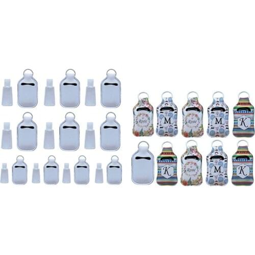 10Pcs Refillable Hand Sanitizer Bottles Holder Cover with Key Ring Portable Soap Lotion Liquids Empty Container Keychain